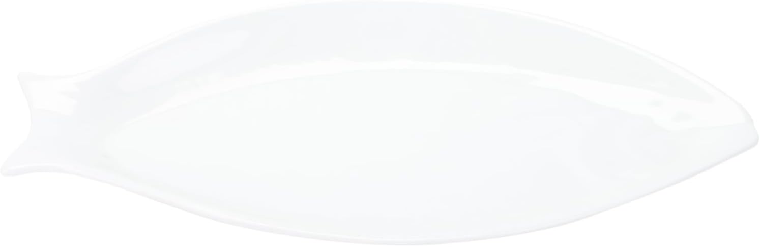 Fish Shaped Serving Plate Irregular Pure White Ceramic Food Tray for Home and Restaurant for Steaming Fish Appetizers and Party Snacks