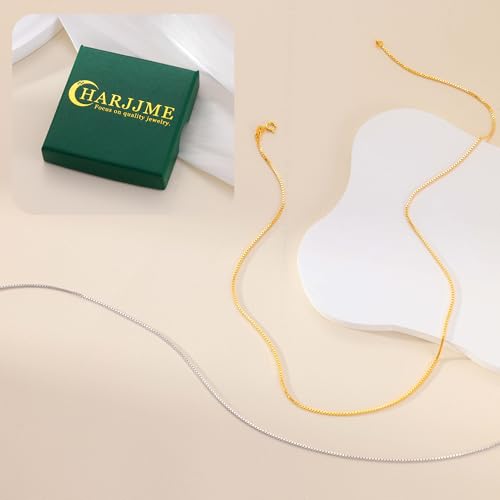HARJJME S925 Sterling Silver Chain Necklaces for Women 1.0mm Box Chain Thin & Sturdy Gold Necklace Chain for Women Simple Minimalist Jewellery Gifts - Image 8