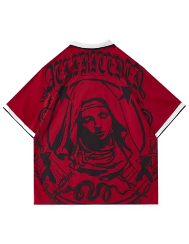Aelfric Eden Mens 90s Oversized Y2K T Shirts Nun Portrait Polo Tee Grahpic Streetwear Casual Vintage Summer Top Tshirt2