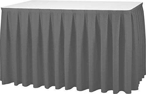 Skirting Excellent 520 x 73 cm anthrazit/grau Tischrock/Kellerfalte für die Tischgrößen 170 x 80 cm / Ø160 cm geeignet mit rückseitigem Klettband