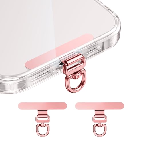 Image of saxsion Phone Tether Tab & Lanyard Tab, 360 Swivel Clip - Ultra Thin Stainless Steel Universal Patch for All Phone Cases