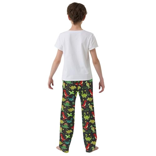 ZZXXB Dinosaurs Pattern Boys Long Pants Soft Trousers Elastic Waist Kids Lounge Bottoms with Pockets S-XL3