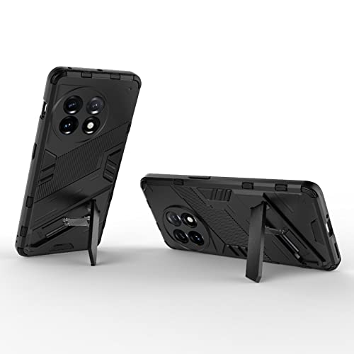 Image of SPL Punk Armor Bumper Back Case Cover for OnePlus 11 5G | Holder & Kickstand in-Built | 360 Degree Protection Back Case Cover (PC & TPU, Black)