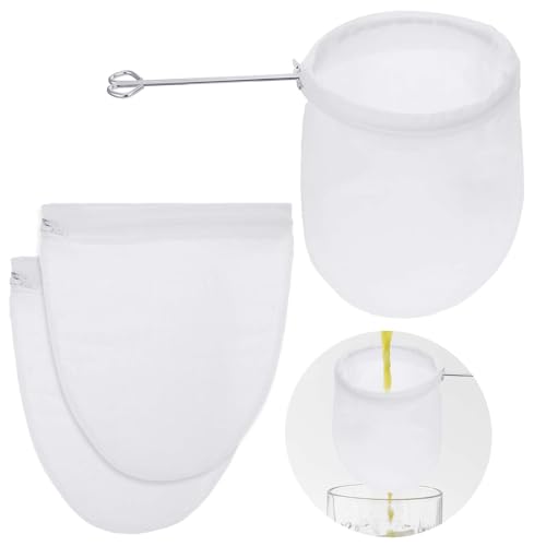 JJUNW Setaccio a rete ultra fine, filtro per succo riutilizzabile con manico, filtro da tè tailandese, lavabile, sacchetto per latte di noci, colino per formaggio con chiusura lampo, per latte noci,
