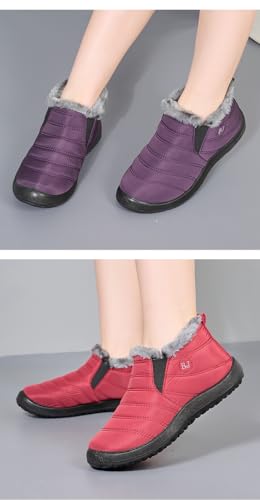 Winter Snow Boots for Women, Fur Lined Warm Ankle Booties, Outdoor Anti-slip Waterproof Comfortable Short Boot, Botas De Invierno Para Mujert2