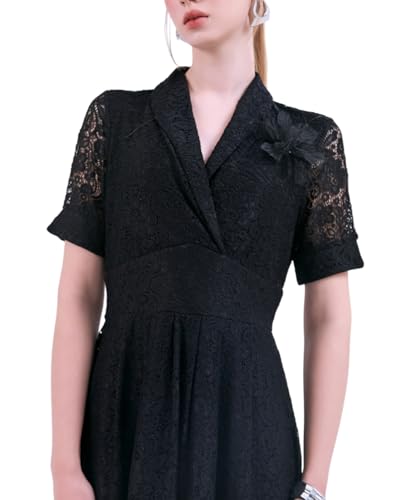 SIXDO G-Black Organza Flared Dress, Spring Summer Party Dress for Women S — view 4