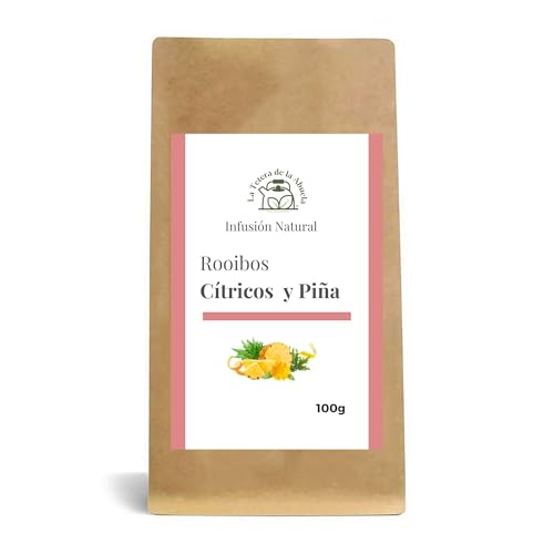 Rooibos Cítricos y Piña 100g – Infusión Natural sin Teína con Vainilla y Caléndula – Digestiva, Antioxidante y Relajante – A Granel – La Tetera de la Abuela