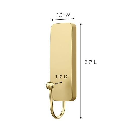 Image of Command Medium Satin Brass Hooks, 1 Hook and 1 Strip, Damage-Free Hanging Wall Hook with Adhesive Strips, No Tools Coat Hooks for Hanging Home Decor, Holds up to 3 lb