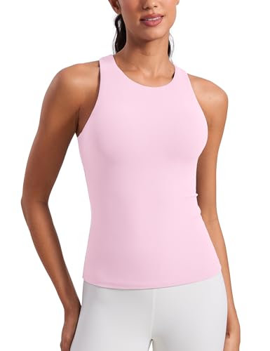 CRZ YOGA Butterluxe Workout Tank Tops for Women - Racerback Padded High Neck Yoga Athletic Shirt...