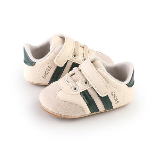 Image of HsdsBebe Baby Boys Girls Pu Leather Hard Bottom Walking Sneakers Toddler Rubber Sole First Walkers Infant Cartoon Slippers Crib Shoes