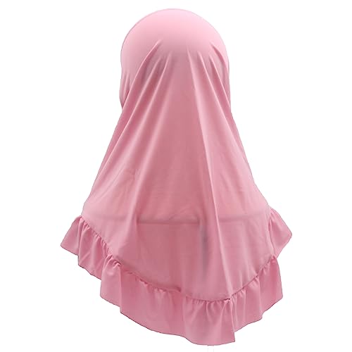 Hijab Scarf Girls Kids Ruffle Lotus Leaf Hijabs Solid Color Head Scarfs for Baby