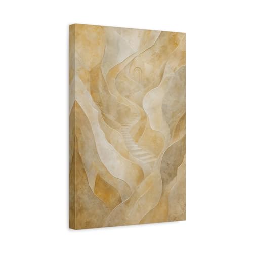 Toile escalier abstrait beige moderne 30x45 deco murale salon vertical