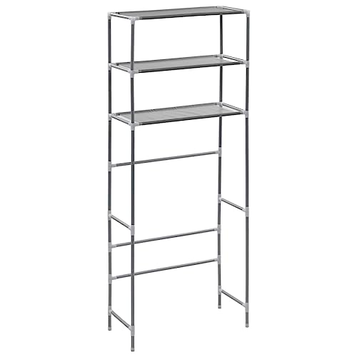 vidaXL Stainless Steel 3-Tier Storage Rack Over Laundry Machine – Durable Freestanding Organizer for Laundry Room & Bathroom, Silver, 27.2