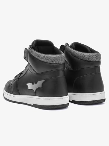 Image of Bewakoof Men's Black & Grey Dark Knight Reflective Color Block High Top Sneakers