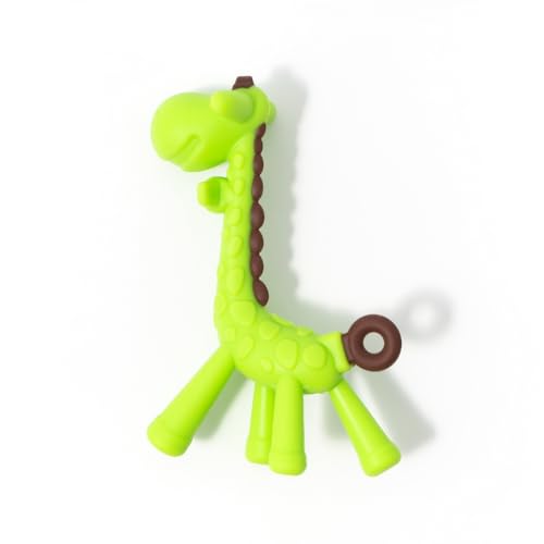 Image of Giraffe Soft Silicone Teether for Baby Gums, Teething Toys for Babies, BPA Free, Pain-Relief, Non-Toxic, 100% Food Grade, Soothing & Smooth Edges Easy to Grasp Chewable - Green (Pack of 1)