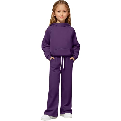 Girls 2 Piece Outfits Sweatsuits Long Sleeve Hoodie Sweatshirts and Sweatpants with Pockets Fall Winter Fashion Jogger Sets Fleece Lined Pullover Hoodie And Jogger Sweatpants Boys Fleece Clothing Sets