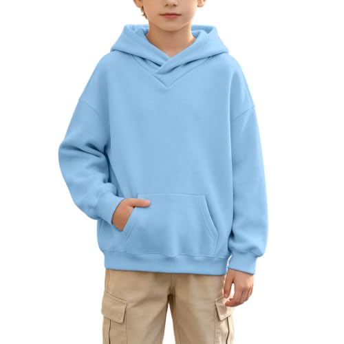 Cethrio Boys Crewneck Sweatshirt Girls Hoodies Size 10-12 Cute Cozy Warm Oversized Sweatshirts with Hooded Fall Outfits 2026 Sudadera Niño Soft Autumn Capsule Wardrobe Blue - image 8