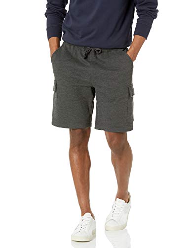 Amazon Essentials Men's Fleece Cargo Shorts, Charcoal Heather, Large