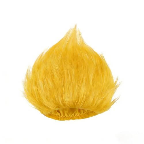 Qivastance Funny Yellow Wig Thing Costume for Halloween Theme Parties Hairy Hat Cheering Props Funny Wig Crazy Wigs (Yellow Short)