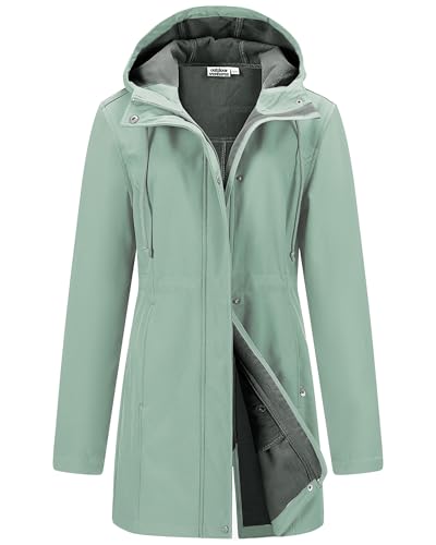 Outdoor Ventures Softshelljacke Damen Regenjacke Funktioneller Regenmantel Windbreaker Wasserdicht Wanderjacke Atmungsaktiv Outdoorjacke mit Kapuze für Frühling Herbst...