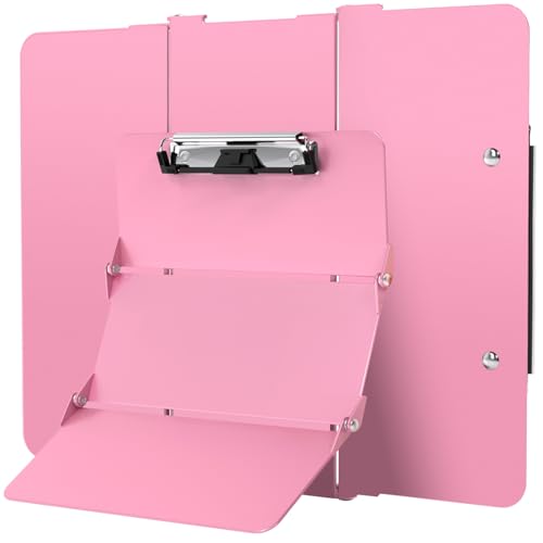Image of Nursing Clipboard Foldable Without Edition Cheat Charts, 3 Layers Aluminum, Nurse Board w /Low Profile Clip&Pen Clip Pocket, Pink