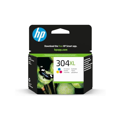HP 304XL N9K07AE, Tricolor, Cartucho de Tinta de Alta Capacidad Original, compatible con impresoras de inyección de tinta HP DeskJet 2620, 2630, 3720, 3730, 3750, 3760, HP Envy 5010, 5020, 5030
