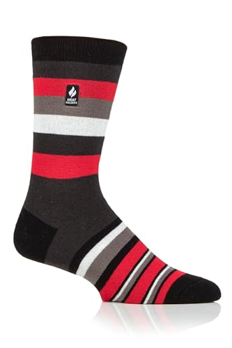 HEAT HOLDERS Men's Phillip ULTRA LITE™ Multi Stripe Crew Socks Charcoal/Red/Men's 7-12