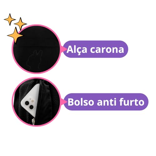 Kit Escolar Mochila Feminina Rebecca Bonbon Costa Preta com Lancheira Térmica e Estojo - RB