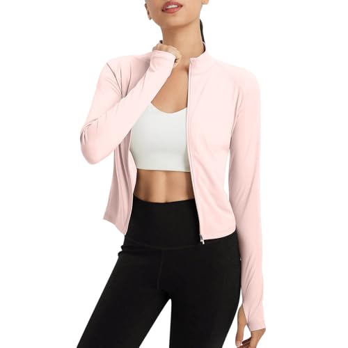Women Long Sleeve Cropped Jacket UPF 50+ Sunshirts SPF Lightweight UV Protection Clothing for Outdoor Hiking Fishing