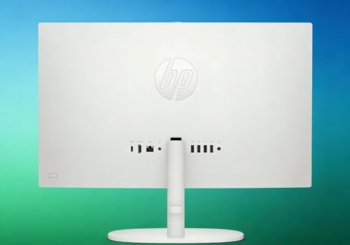 Image of HP 21.45 inch FHD All-in-One PC, Intel N200, 32GB DDR5, 1TB PCIe SSD, WiFi 6, Bluetooth, Windows 11 Home, Includes Wired Keyboard & Mouse + External 9H 6-in-1 DVD Drive, White