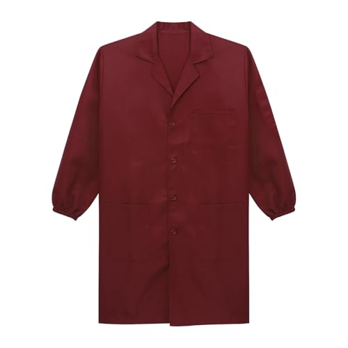 Image of iiniim Mens Long Sleeve Wear Resistant Work Coat Notched Lapel Dustproof Jacket Lab Coat Workwear