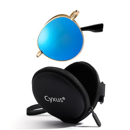 Cyxus Round Foldable Sunglasses for Women Men Polarized UV 400 Protection Folding Sun Glasses