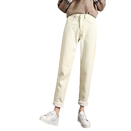 Jean d'hiver ample femme en velours épais de qualité pantalon droit chaud
