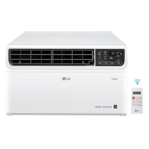 Image of LG 8,000 BTU Dual Inverter Smart Window Air Conditioner, 115V, Cools 340 Sq. Ft. for Bedroom, Living Room, Apartment, Quiet, Energy Star, works with LG ThinQ, Amazon Alexa and Hey Google, White