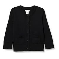 Amazon Essentials Mädchen Schmal Geschnittener Uniform-Cardigan-Pullover Mit Rundhalsausschnitt, Schwarz, 8 Jahre