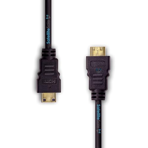 SatelliteSale Digital 1.4 Mini HDMI to HDMI Cable Universal Wire 4K/30Hz 10.2Gbps PVC 2160p Black Cord 15 Feet