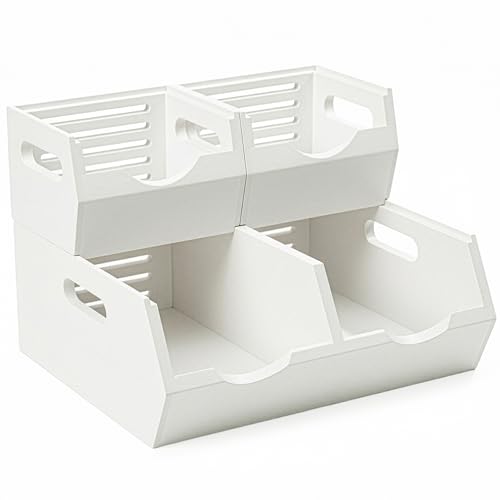 HOMESTEAD Stackable Solid Wood Storage Bins for Kitchen Pantry &