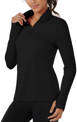 TACVASEN Fleecepullover Damen Half Zip Langarmshirts Sport Skipullover | Skieolli Damen,Warm,Thermoshirt,Atmungsaktiv,Rollkragen,Running,Stehkragen,Leicht,Warme,Midlayer,Half Zip,R