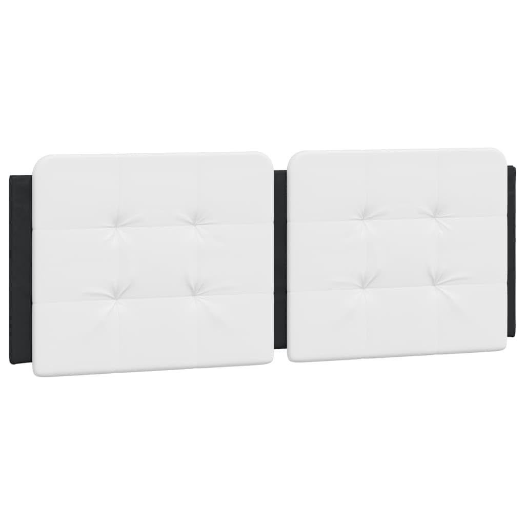 vidaXL Cabecero de Cama Acolchado, Cabecera Tapizada de Cojín, Cabezal de Almohada Colgante, Mueble de Dormitorio, Cuero Sintético Blanco Negro 140 cm