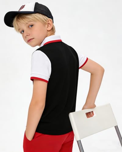 Image of Boys 2 Piece Outfits Short Sleeve Basketball Pattern T-Shirt and Shorts Summer Clothes for Kids 5-12 Years