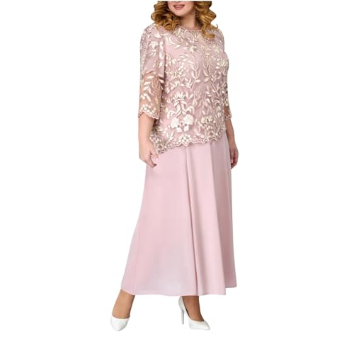 Plus Size Floral Lace Patchwork Dress for Women 2024 Mother of The Bride Dress Wedding Guest Formal Chiffon Evening Gown