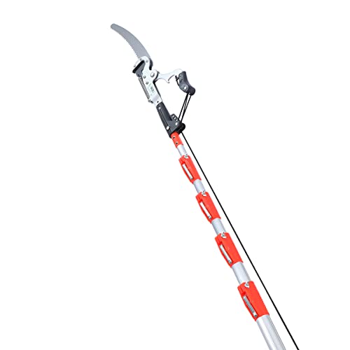 LINZI Telescopic Tree Pruner 7M with 350mm Extra Blade Extendable Long Reach Pole Pruning Saw Tree...