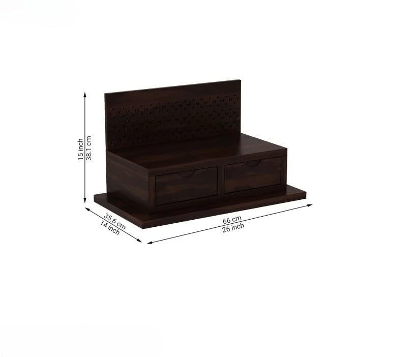Image of MISAN Wooden Wall Mounted Temple, Traditional Indian Style, Sheesham Wood,Sheesham Wood Pooja Mandir for Home (A-Walnut)