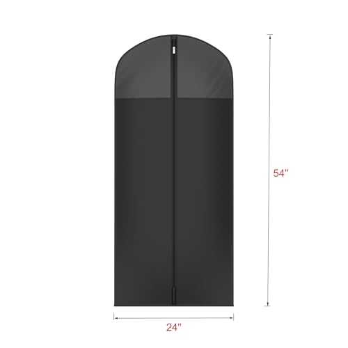 Image of Univivi Long Garment Bags for Hanging Clothes, 54 inch Dress Bags for Gowns Long for Closet Storage with Large Visible Window for Long Suits, Coats, Dresses, 6 Pack, Black