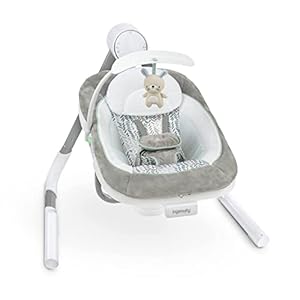 Ingenuity Anyway Sway 5-Speed Multi-Direction Portable Foldable Baby Swing & Infant Seat with Vibrations, Nature Sounds, 0-9 Months 6-20 lbs (Spruce)