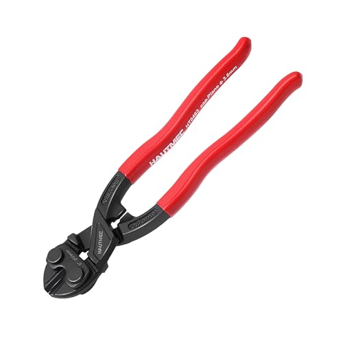 Image of HAUTMEC 8 Inch Mini Bolt Cutters, High Leverage Compact Bolt Cutter, Anti-Slip Comfort Grip, CRV Steel Blade with Recess, Cuts Rods, Bolts, Wires, Cables, Rivets, and Chains, HT0463