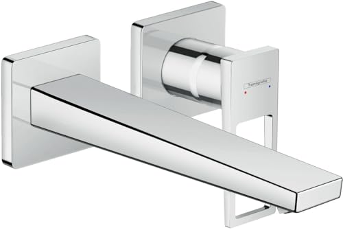 hansgrohe Metropol Mitigeur de lavabo encastré mural, bec 225mm, poignée étrier, bonde à écoulement libre, chromé, 74526000