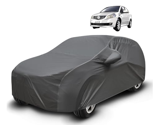 Image of Auto Hub Waterproof Car Cover Compatible with Maruti SX4 with Mirror Pockets, Soft Cotton Lining, SX4 Car Cover Waterproof, Grey
