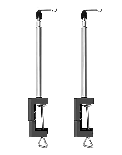 Image of QWORK 2 Pack Rotary Tool Round Grinder Telescopic Hanging Stand Holder with Table Clamp, Flex Shaft Hanger Stand Tool for Household Instustrial Outdoor