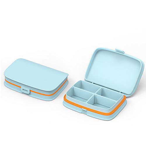 Mini Pill Box Case Travel Pill Organizer Holder with Moisture-Proof Design for Purse and Pockets, Well Packaged Pill Organizer to Hold Vitamins, Fish Oil, Supplements and Medication (Small - Blue)